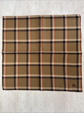 Burberry Tan, Black and Red Plaid Pocket Square